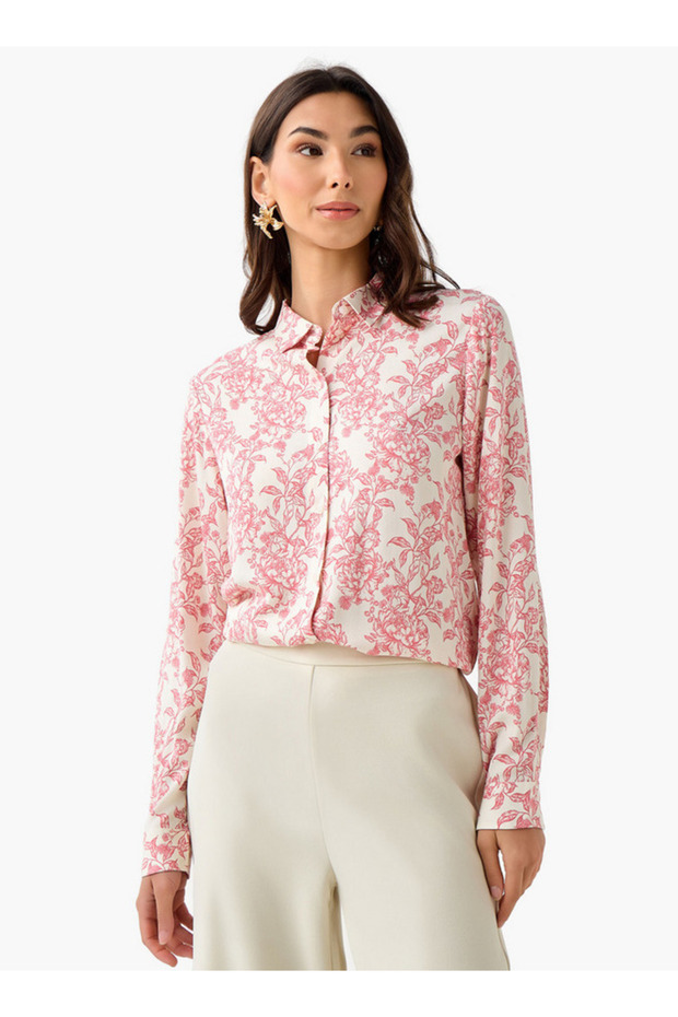 Regular Fit Viscose Shirt with Floral Print