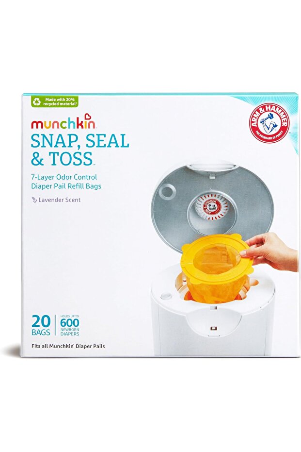 Arm & Hammer Diaper Pail, with Easy-to-Install, Refillable, and Sealed Bags