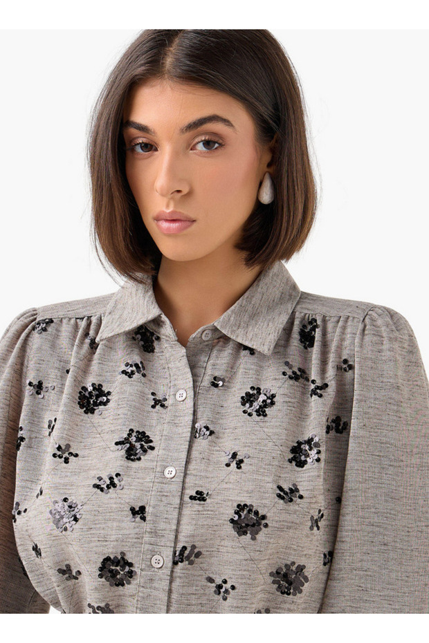 قميص بحزام مع ترتر - 4