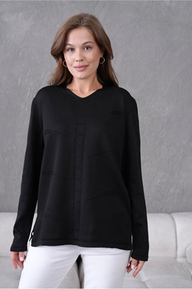 Women's Mother Stretchy Soft Textured V-Neck Slim Knitwear Sweater