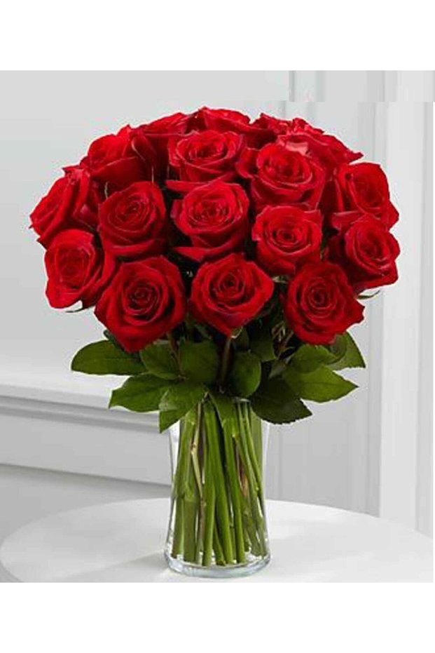 Glass Vase Arrangement of 25 Red Roses