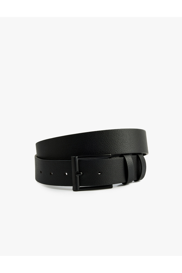 Faux Leather Belt with Buckle