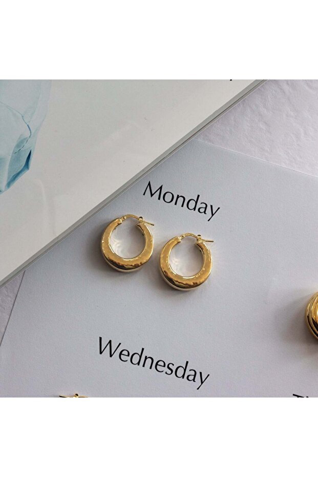 Cercei argint Bold Hammered Hoops