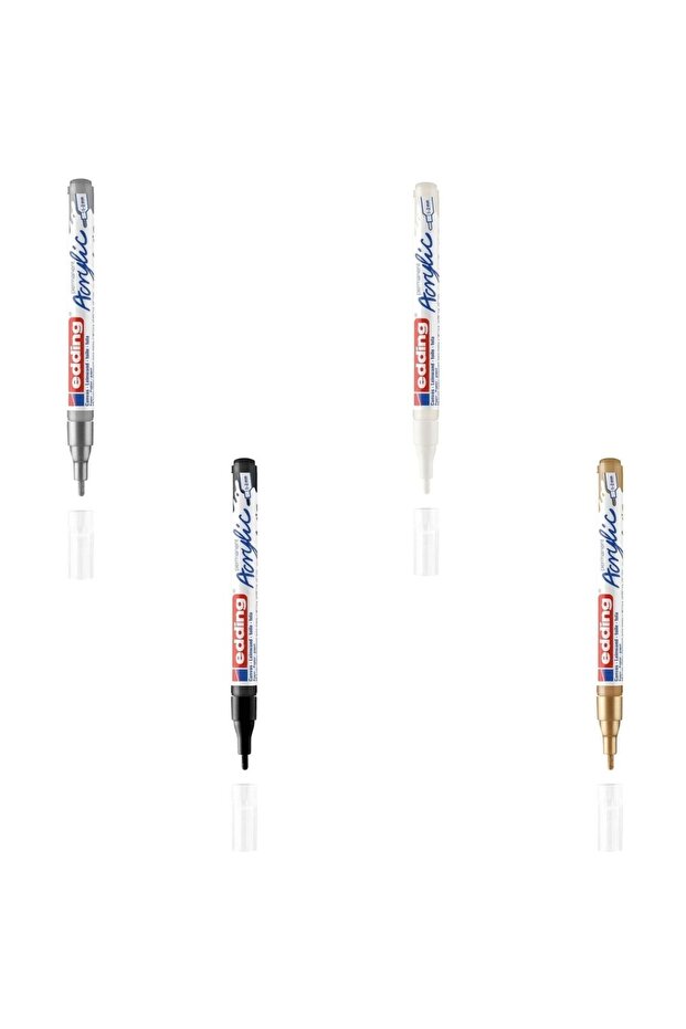 5300 Acrylic Marker Painting Pen Set of 4 - Black White Gold Silver Tones Paints All Surfaces
