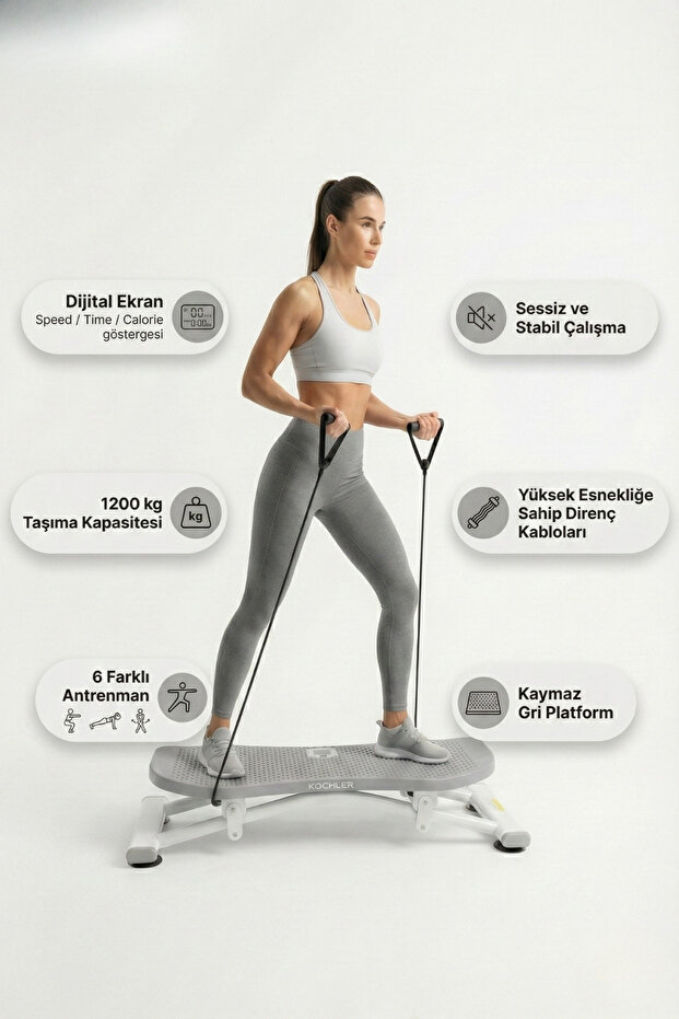 kochler Slider Evde Kaykay Spor Aleti – Dijital Ekranlı Kaydırmalı Fitness Board, 6 Fonksiyonlu