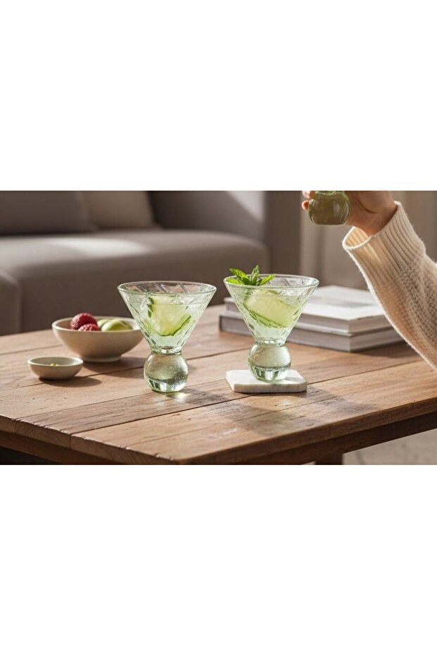 6-Piece Footed Ice Cream Bowl Baklava Green