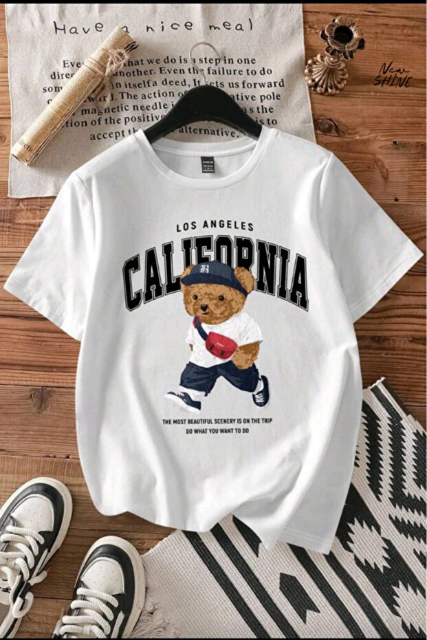 Los Angeles California Bear Printed Oversized T-Shirt
