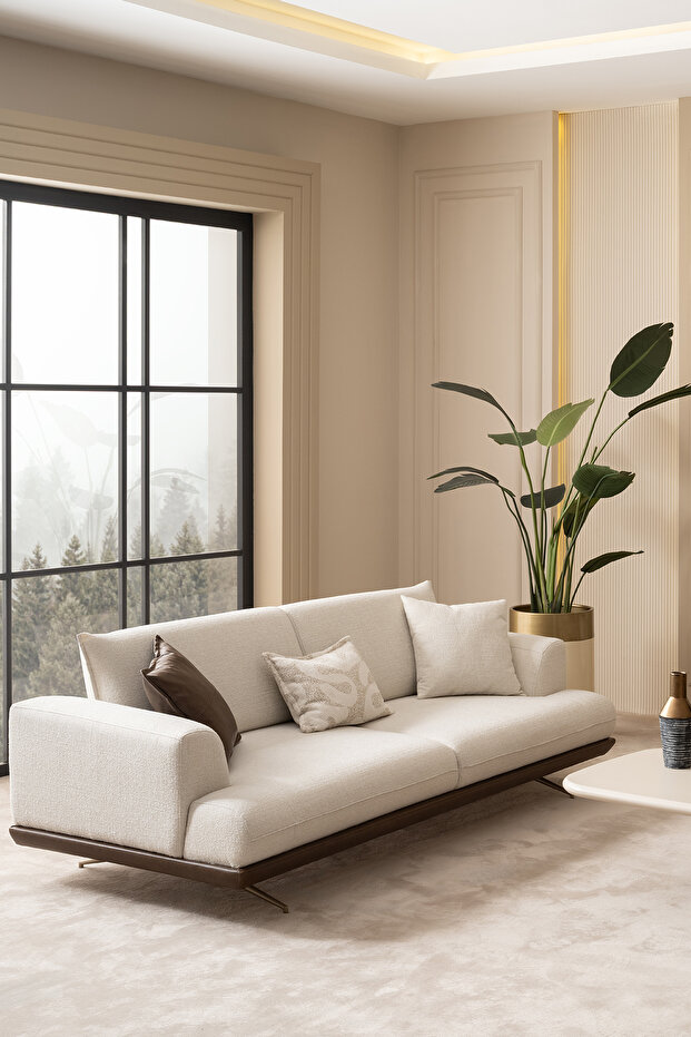 Sofia Üçlü Koltuk Kanepe Krem - 2