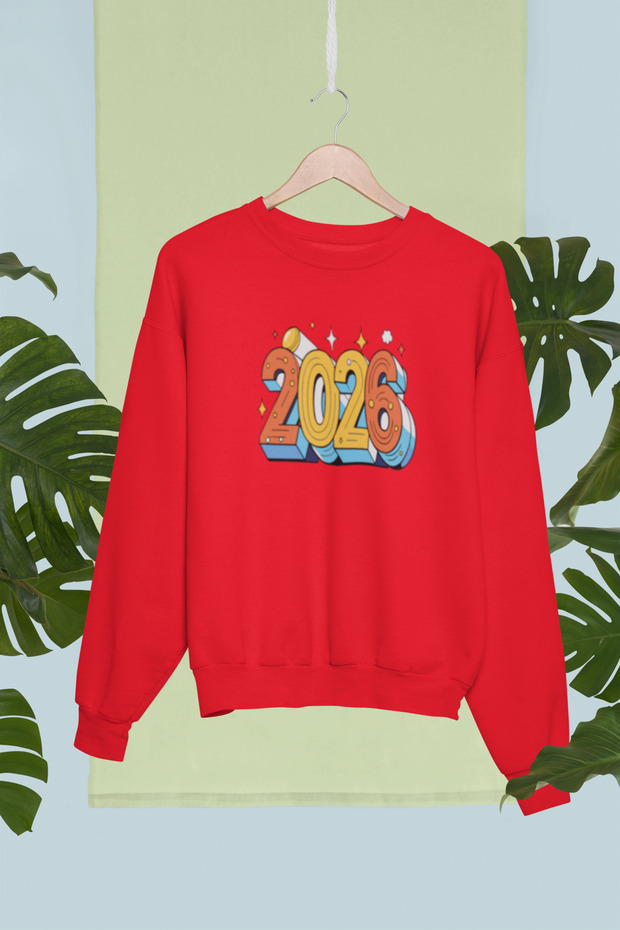 2026 Printed Cotton Long Sleeve 3 Yarn Sha Fleece-Lined Nisex Sweatshirt