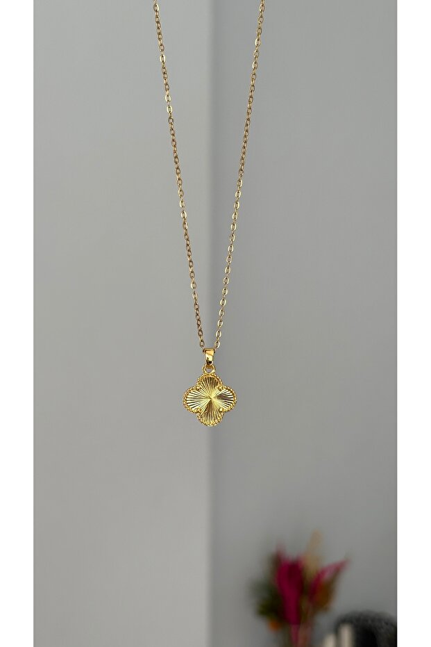 Gold yonca kolye - 1