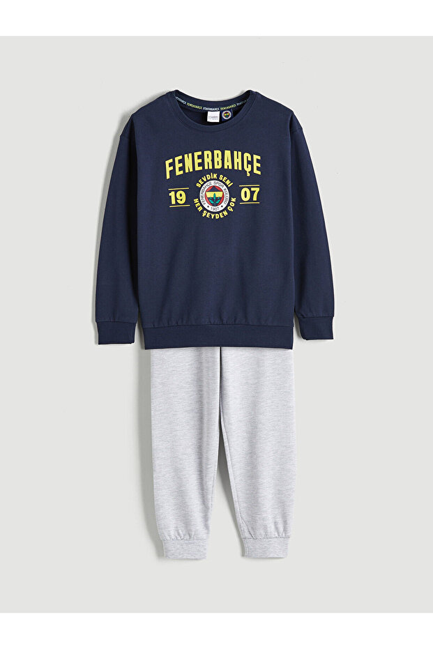 Crew Neck Fenerbahçe Printed Boys' Pajama Set
