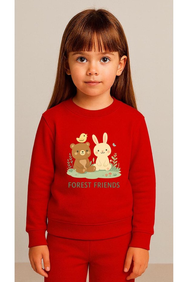 Children's Suit Sweatshirt Forest Printed Girls Boys Crew Neck3 4-5-6-7-8-9-10-11-12Years