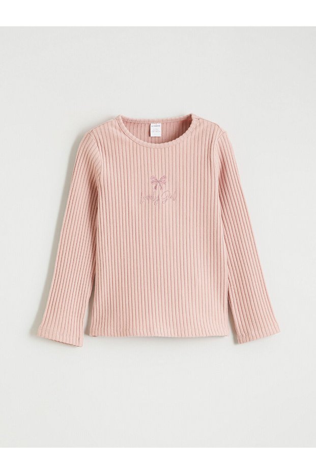 Peak New Season Crew Neck Bow Embroidered Girls' T-Shirt