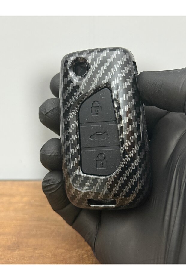 Carbon Fiber Remote Key Protection Case with 3 Buttons Compatible with Toyota Corolla Auris Yaris Verso