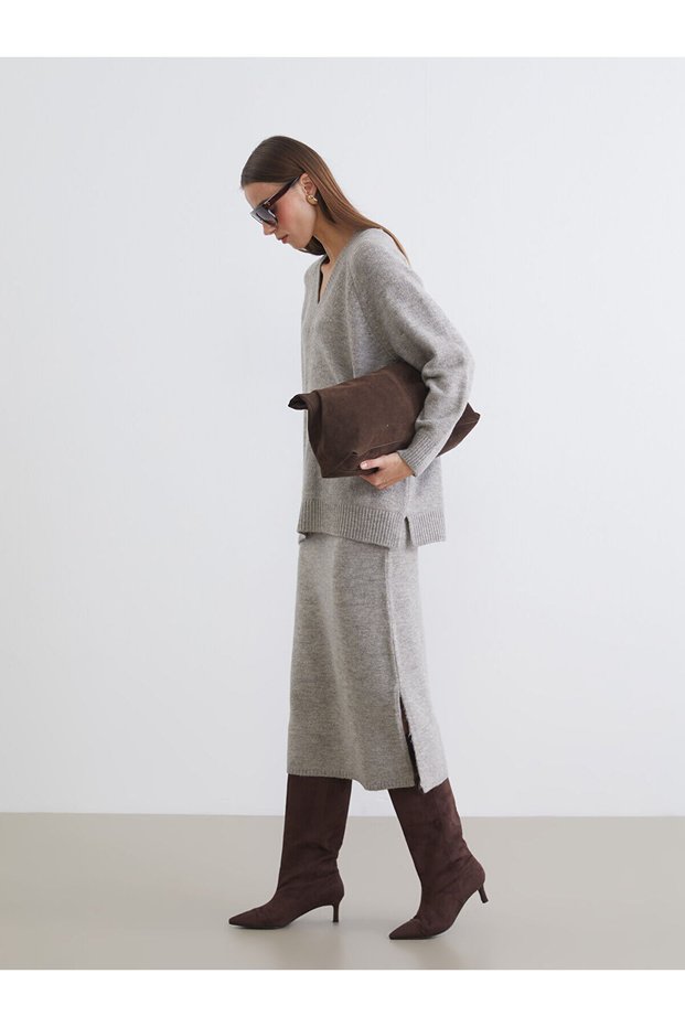 Özmarka New Season Elastic Waist Knitwear Skirt