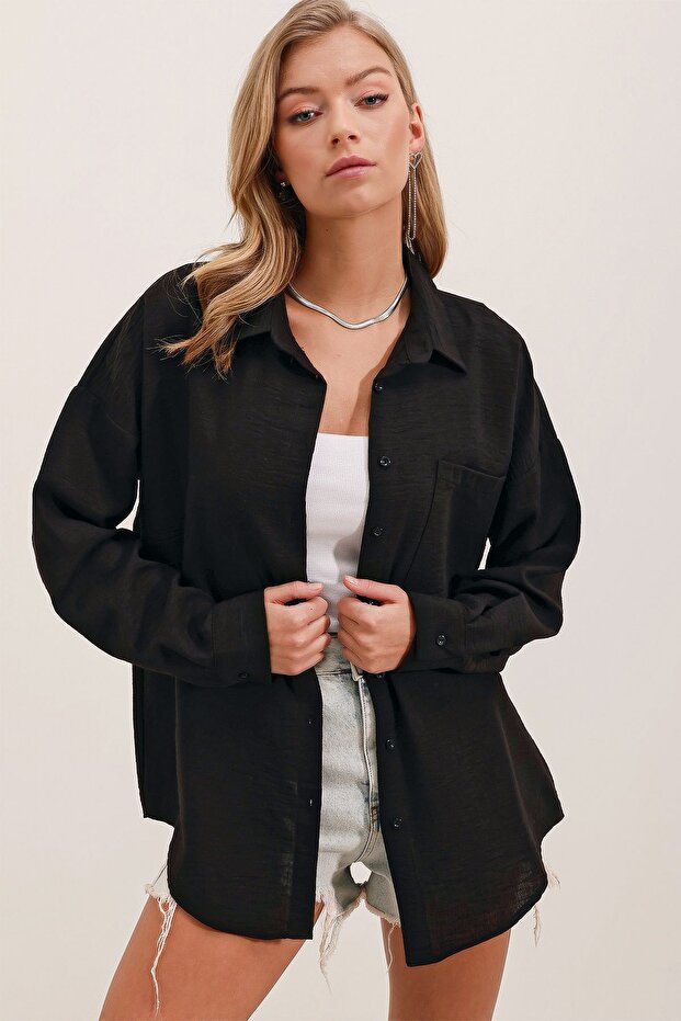 BDART Cep Detaylı Keten Karışımlı Basic Gömlek - 5