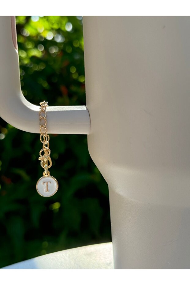 White Thermos Compatible Accessory with Letter T/Letter t Thermos Charm/Letter Thermos Ornament
