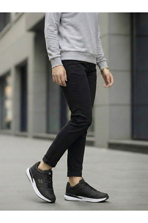 Large Size (45-46-47) Men's Black White Sole Comfortable Casual Sports Shoes Sneaker