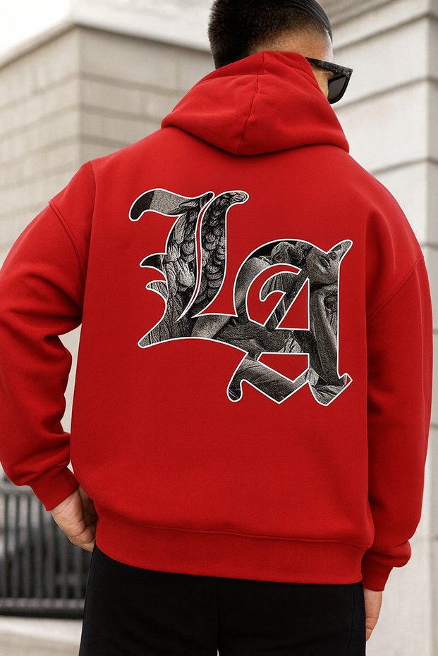 “Men's Oversized Hooded La Patterned Streetwear Hoodie Sweatshirt Daily Casual Fashion Style”