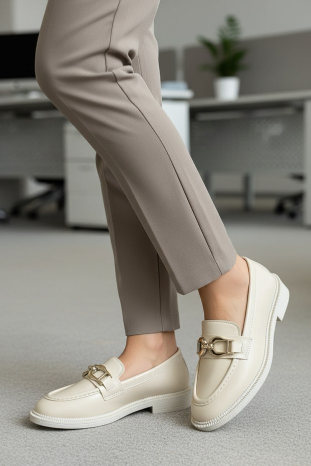 Loafer Women's Shoes Round Buckle Casual Shoes