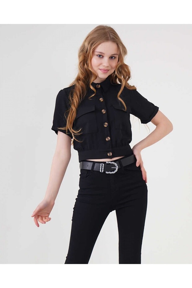 0663 Crop Jacket - Μαύρο - 2