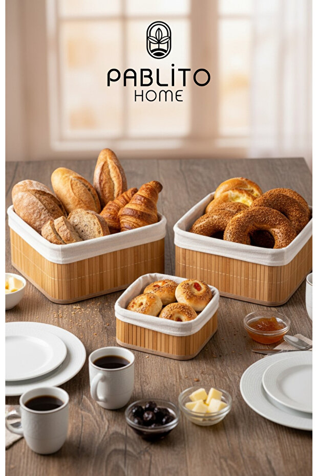 3LÜ BAMBU SEPET - 1