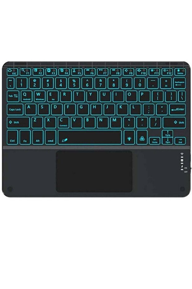 Wireless Bluetooth Keyboard with Touchpad, 7-Color Backlit, 10-inch Universal