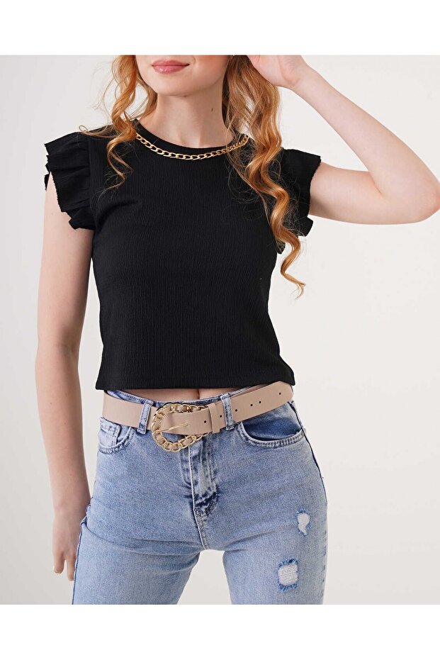    0430 Knitted Blouse - Black