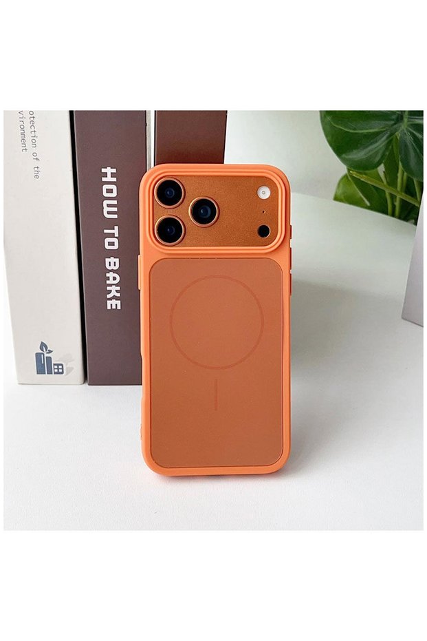 Apple iPhone 17 Pro Compatible Case Elista M-Safe Silicone Case Orange