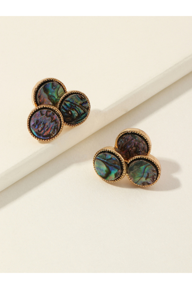 Colored Shell Stud Earrings - 2
