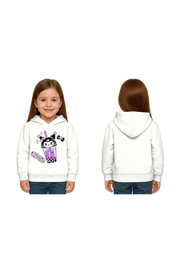 Unisex Printed Children's Swaetshirt Hooded 3 Thread Ş Fleece-Lined Kuromi Printed