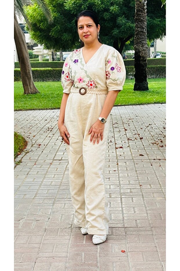 Linen embroidered Jumpsuit