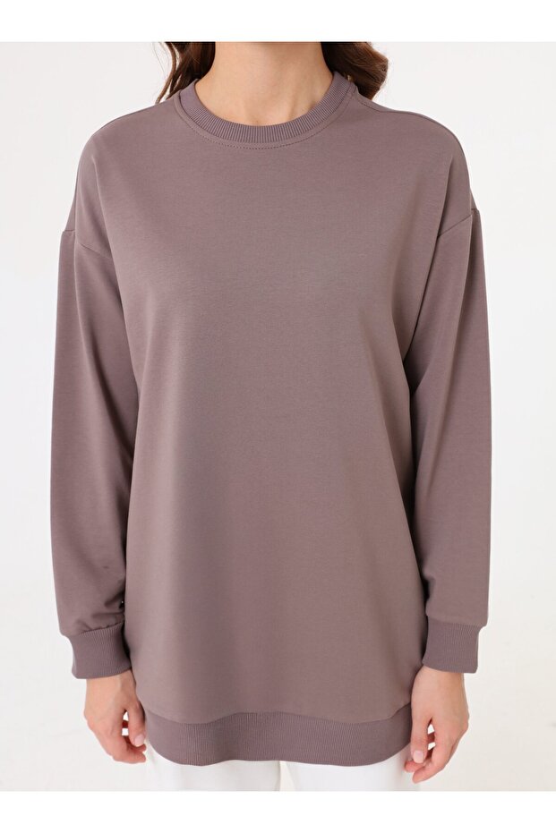 Modern Basic Sweatshirt - Vizon Kahve - - 3