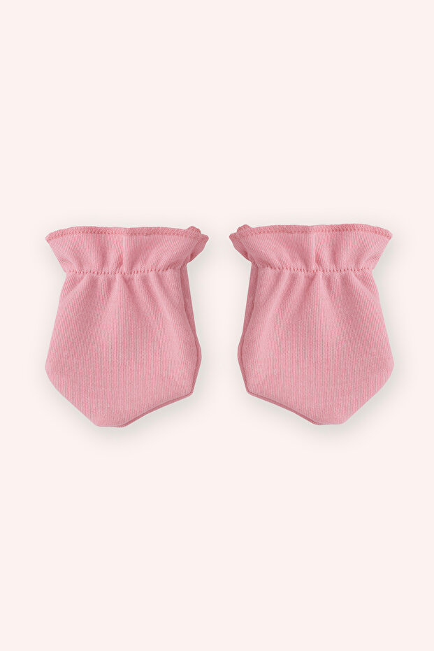 Newborn Cherry Patterned Pink Hat Gloves Set - 4