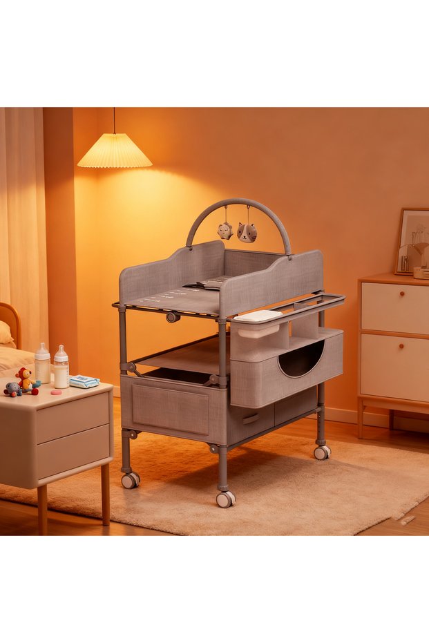 Portable Baby Changing Table - Waterproof, Adjustable Height, 2-Drawer
