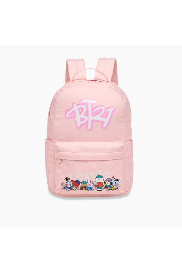 حقيبة ظهر مطبوع بأحزمة قابلة للتعديل وسحاب للإغلاق - 64×44×36 سم - 1