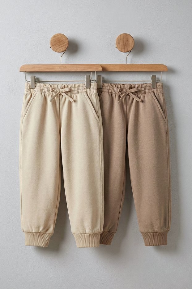 Girls-Boys Sweatpants - Elastic Waist - Ribbed Legs (Set of 2)