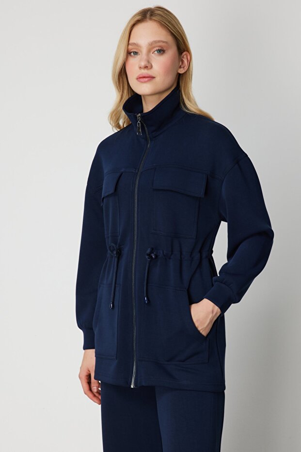 Mock Neck Multi-Pocket Jacket - 2