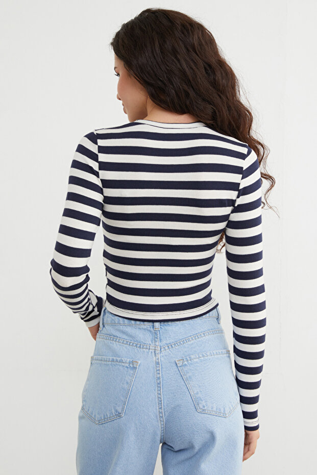 Basic Çizgili Likralı Body - 7