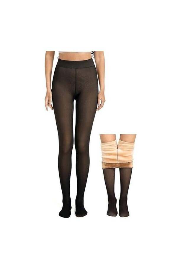 Fleece Lined Tights Women Leggings Thermal Pantyhose (220g S/M, Black)