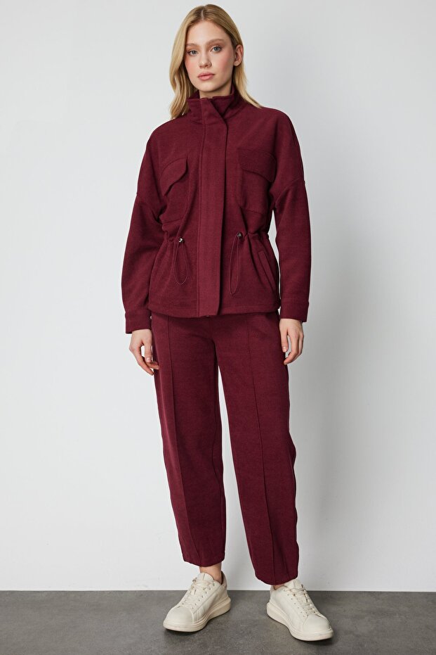 Textured Pants with Stitched Cuffs