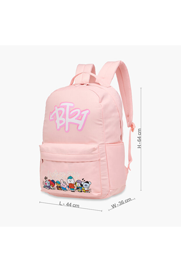 حقيبة ظهر مطبوع بأحزمة قابلة للتعديل وسحاب للإغلاق - 64×44×36 سم - 4