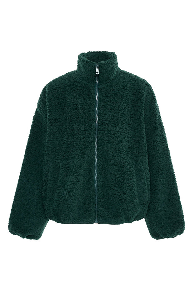 Yeşil Peluş Ceket - 5