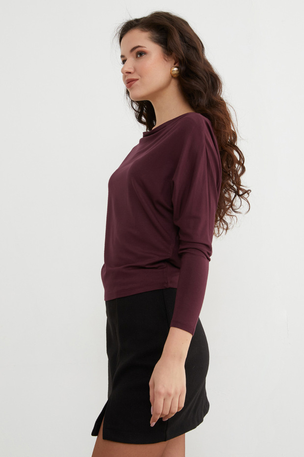 Basic Kayık Yaka Yarasa Kol Bluz - 4