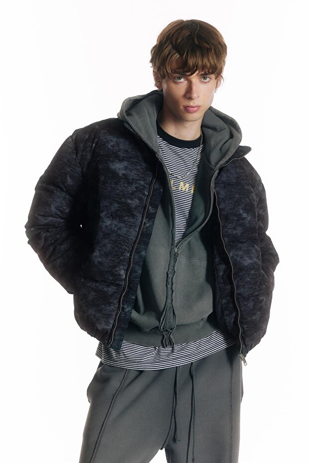 Batik desenli şişme ceket - 5