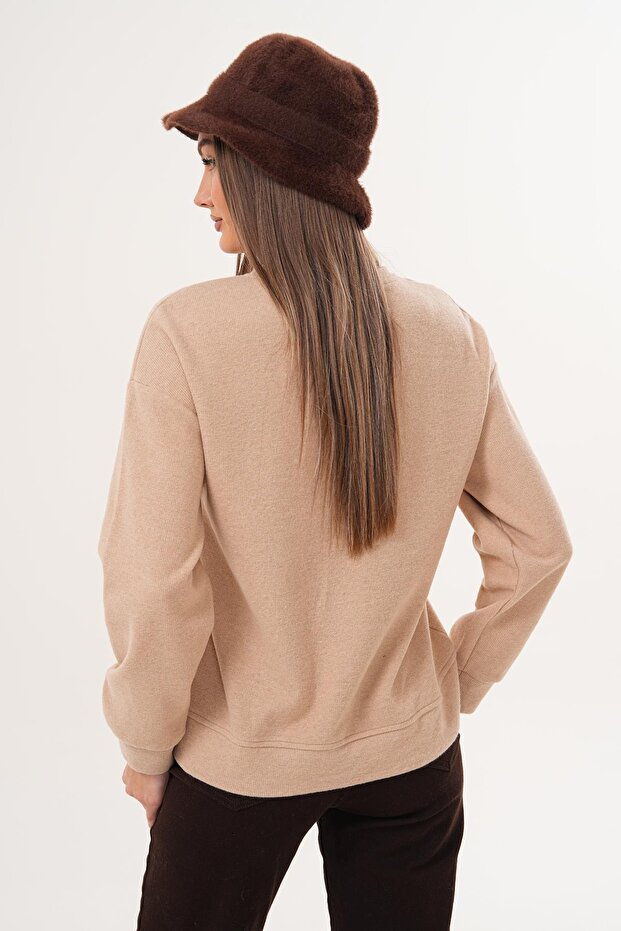 Kadın Ceylan Nakışlı Selanik Örme Sweatshirt 255432 - - 5