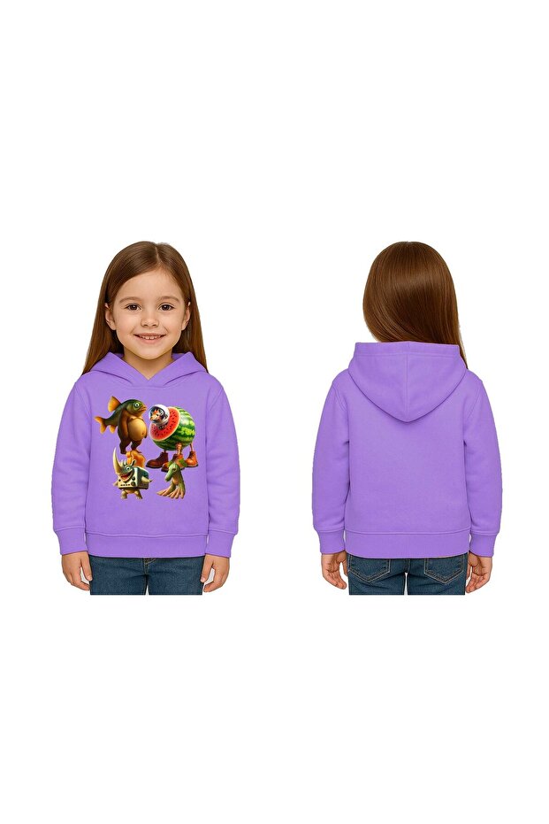 Unisex Brainrot Printed Children's Swaetshirt Hooded 3 Thread Raster