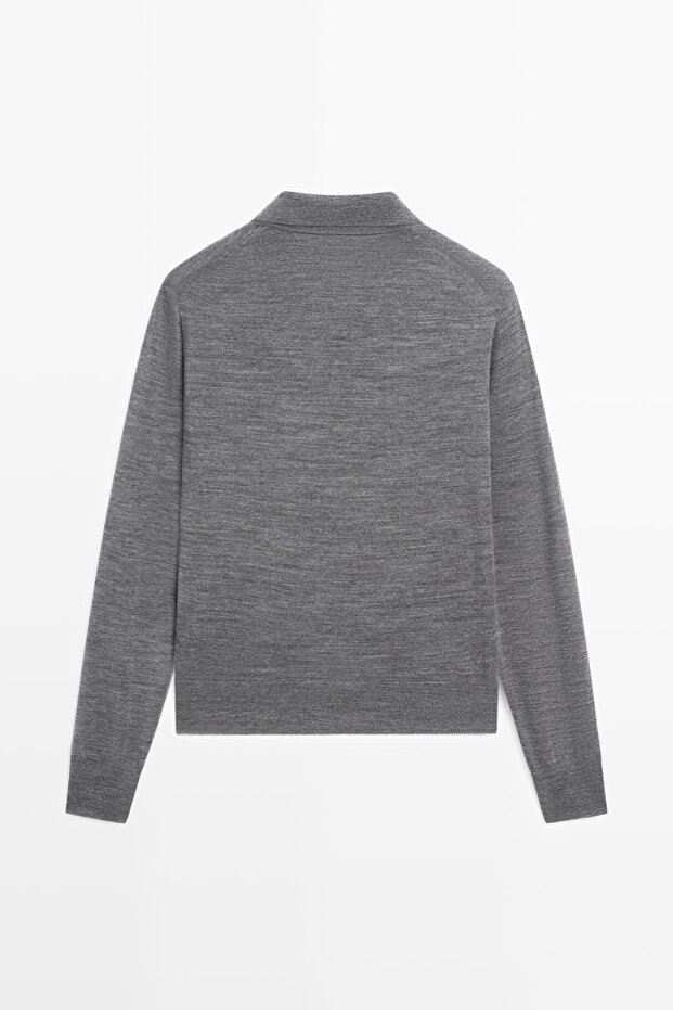 Yün örme polo yaka kazak - 8