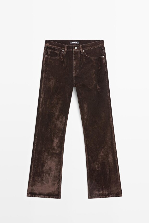High-waisted bootcut jeans with flock finish - 5