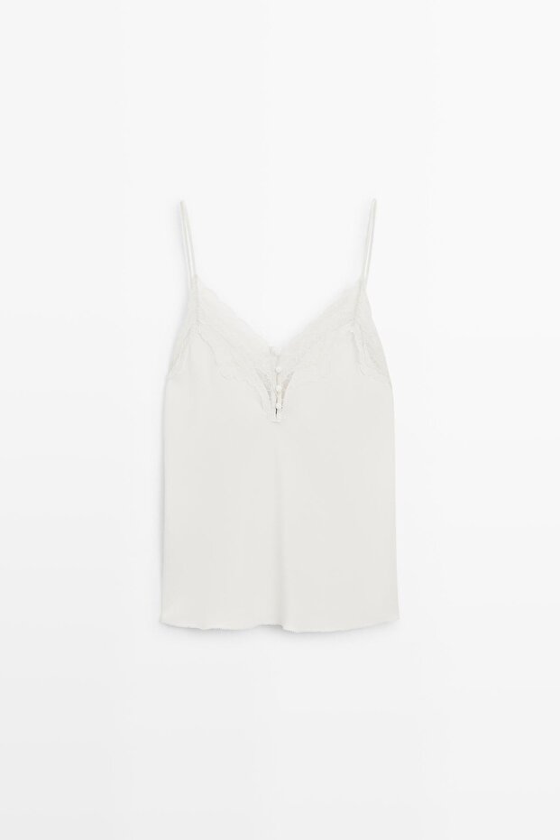 Düğmeli dantel bluz - 5